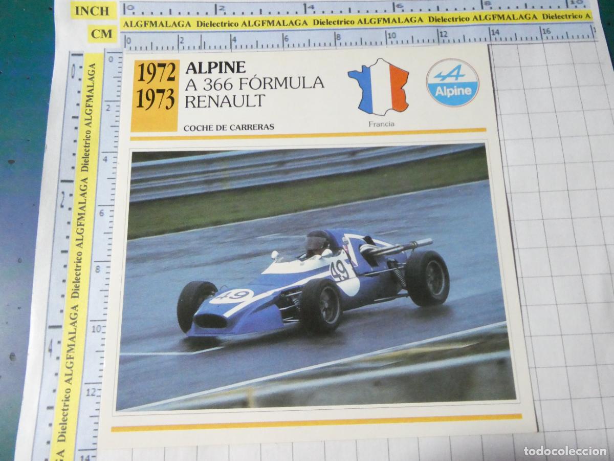 Coches y motocicletas: TARJETA FICHA T&Eacute;CNICA COCHES COLECCI&Oacute;N PLANETA AGOSTINI FRANCIA 1972 ALPINE A 366 1534