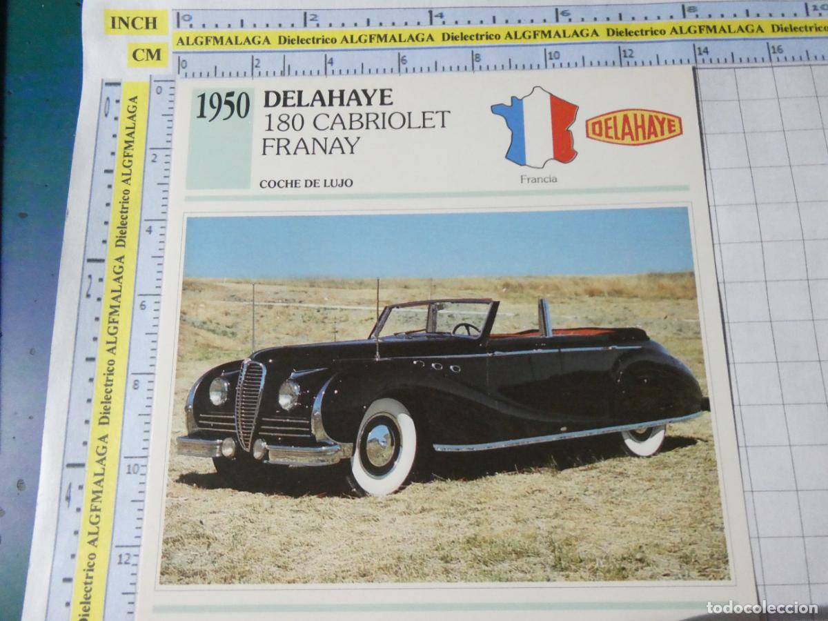 Coches y motocicletas: TARJETA FICHA T&Eacute;CNICA COCHES COLECCI&Oacute;N PLANETA AGOSTINI FRANCIA 1950 DELAHAYE 180 1539