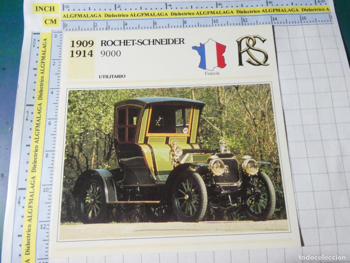 Coches y motocicletas: TARJETA FICHA T&Eacute;CNICA COCHES COLECCI&Oacute;N PLANETA AGOSTINI FRANCIA 1909 ROCHET SCHNEIDER 9000 1545