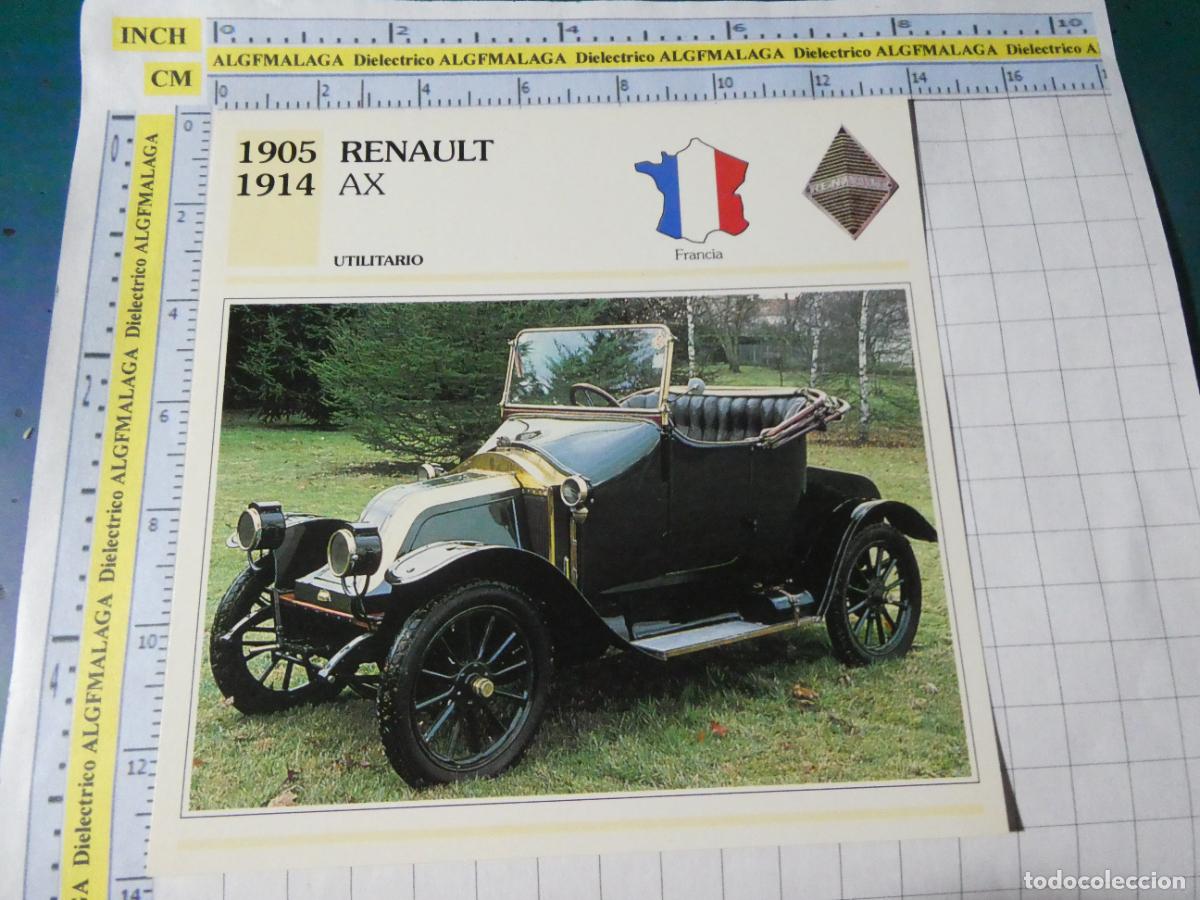 Coches y motocicletas: TARJETA FICHA T&Eacute;CNICA COCHES COLECCI&Oacute;N PLANETA AGOSTINI FRANCIA 1905 RENAULT AX 1546