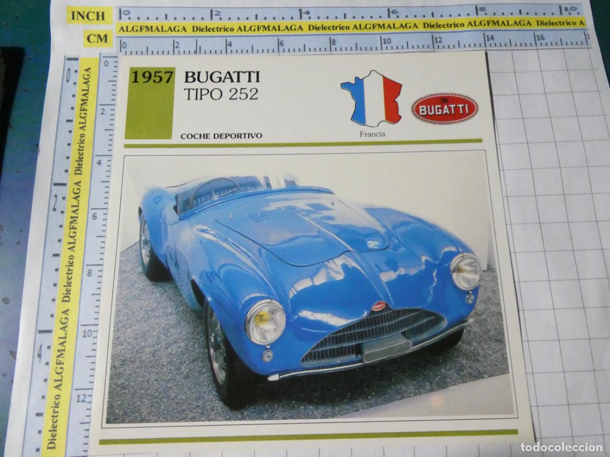 Coches y motocicletas: TARJETA FICHA T&Eacute;CNICA COCHES COLECCI&Oacute;N PLANETA AGOSTINI FRANCIA 1957 BUGATTI 252 1547