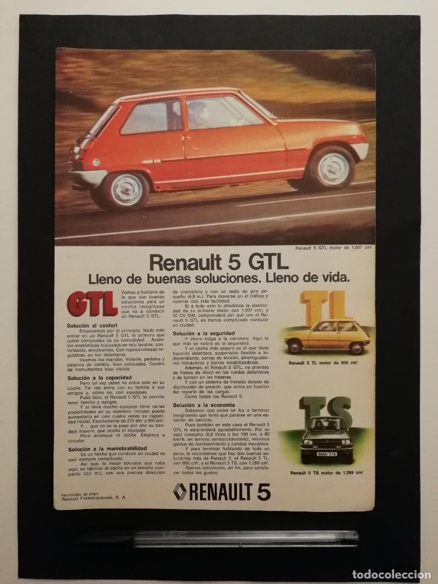 Coches y motocicletas: ANTIGUO ANUNCIO ACARTONADO -20*25- RENAULT 5 GTL - PUBLICIDAD LAMINA