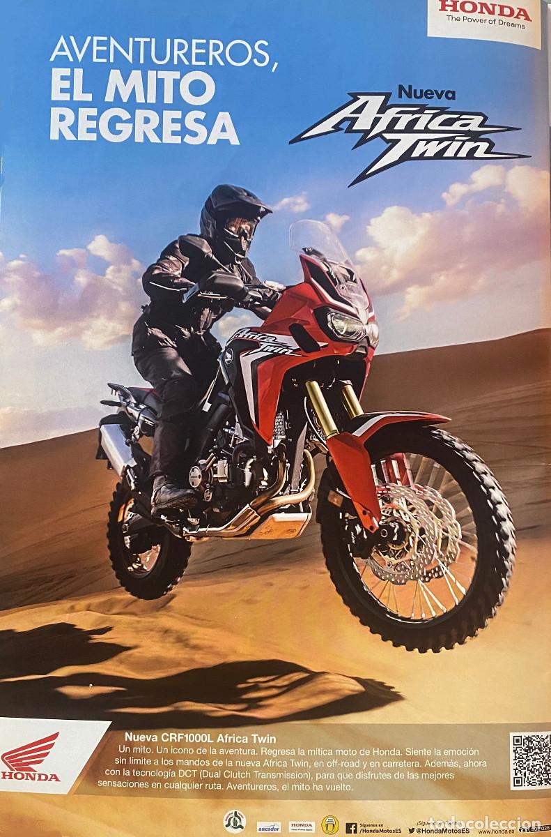 Coches y motocicletas: Publicidad de motocicleta Honda modelo Africa Twin. P&aacute;gina de revista a&ntilde;o 2016, enmarcable.