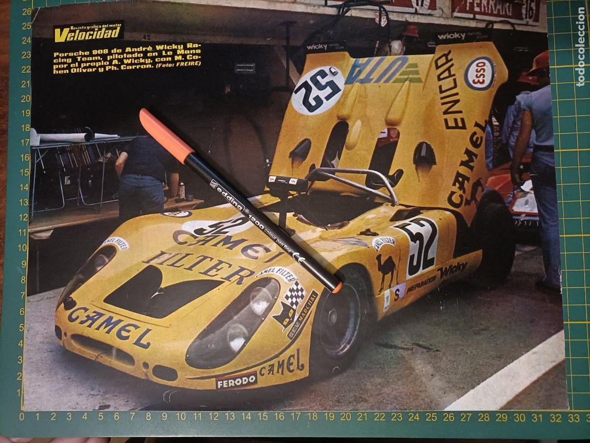 Coches y motocicletas: ANDR&Eacute; WICKY RACING TEAM. PORSCHE 908 EN LE MANS. P&Oacute;STER. 1973