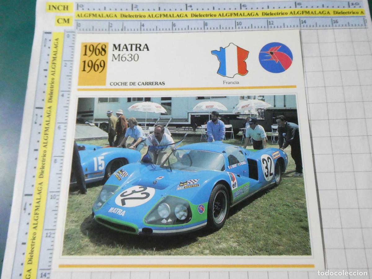 Coches y motocicletas: TARJETA FICHA T&Eacute;CNICA COCHES COLECCI&Oacute;N PLANETA AGOSTINI FRANCIA 1968 MATRA M630 1551