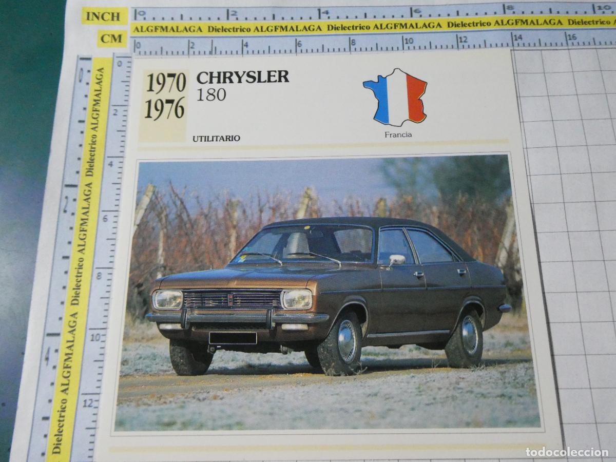 Coches y motocicletas: TARJETA FICHA T&Eacute;CNICA COCHES COLECCI&Oacute;N PLANETA AGOSTINI FRANCIA 1970 CHRYSLER 180 1552