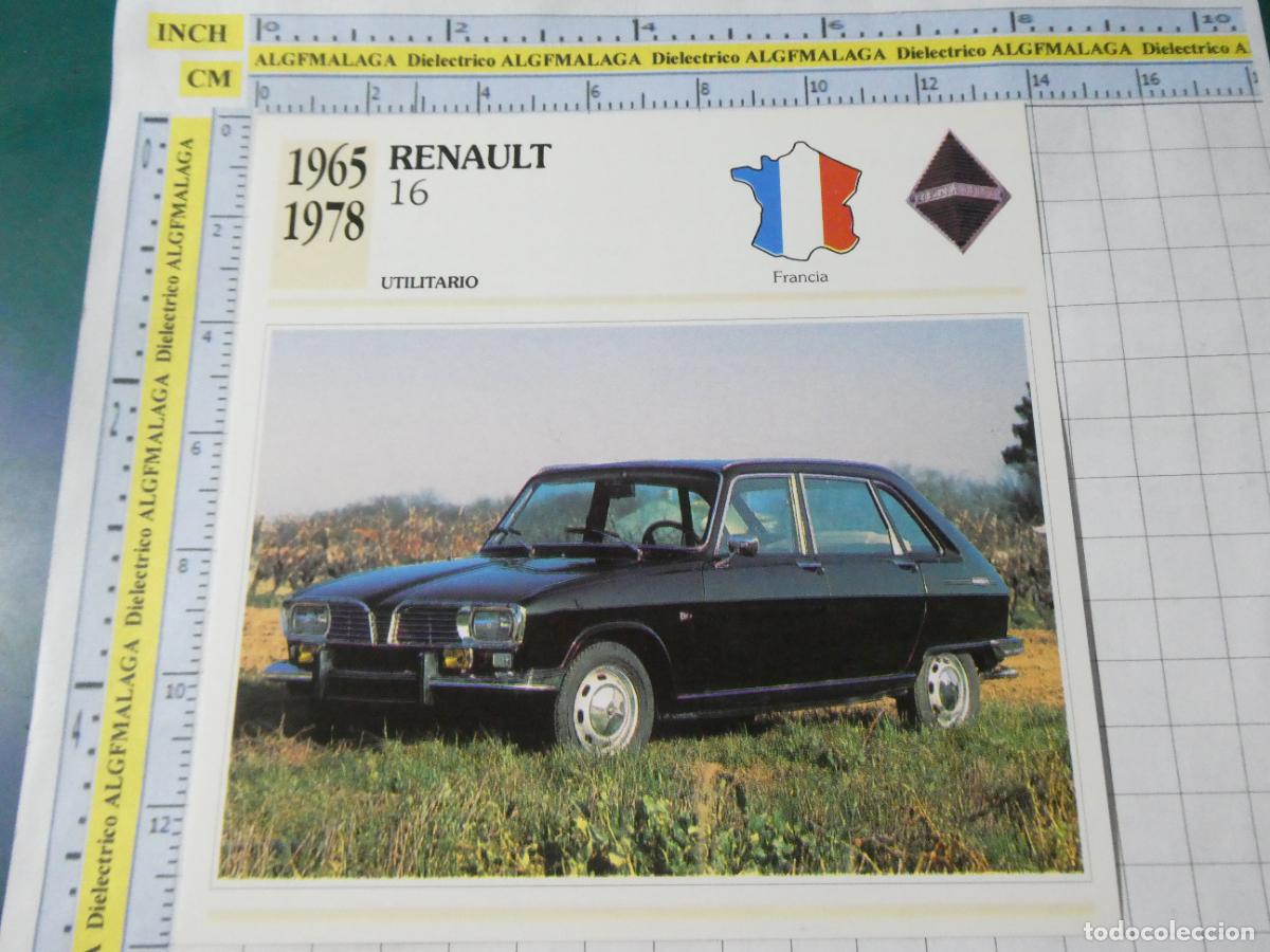 Coches y motocicletas: TARJETA FICHA T&Eacute;CNICA COCHES COLECCI&Oacute;N PLANETA AGOSTINI FRANCIA 1965 RENAULT 16 1554