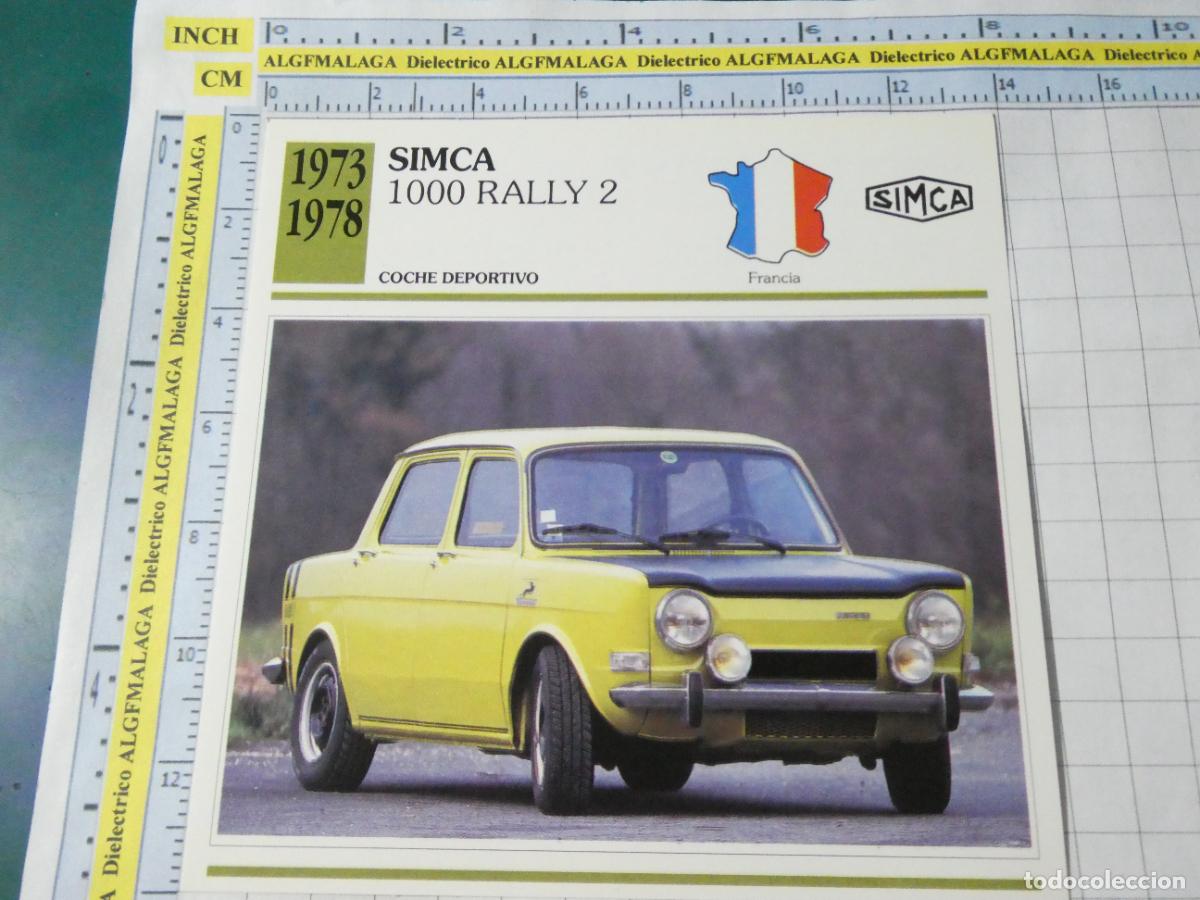 Coches y motocicletas: TARJETA FICHA T&Eacute;CNICA COCHES COLECCI&Oacute;N PLANETA AGOSTINI FRANCIA 1973 SIMCA 1000 RALLY 2 1555