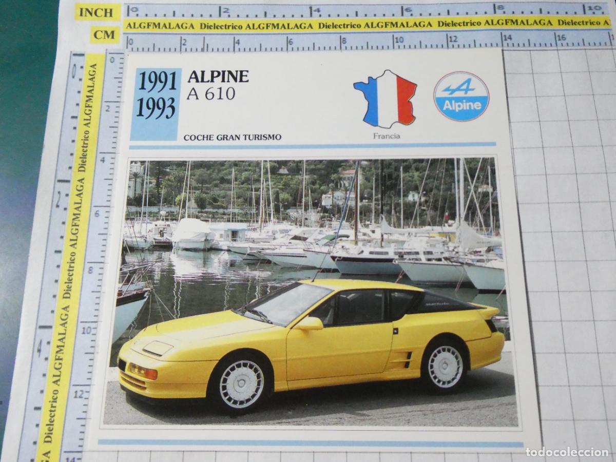 Coches y motocicletas: TARJETA FICHA T&Eacute;CNICA COCHES COLECCI&Oacute;N PLANETA AGOSTINI FRANCIA 1991 ALPINE A 610 1557