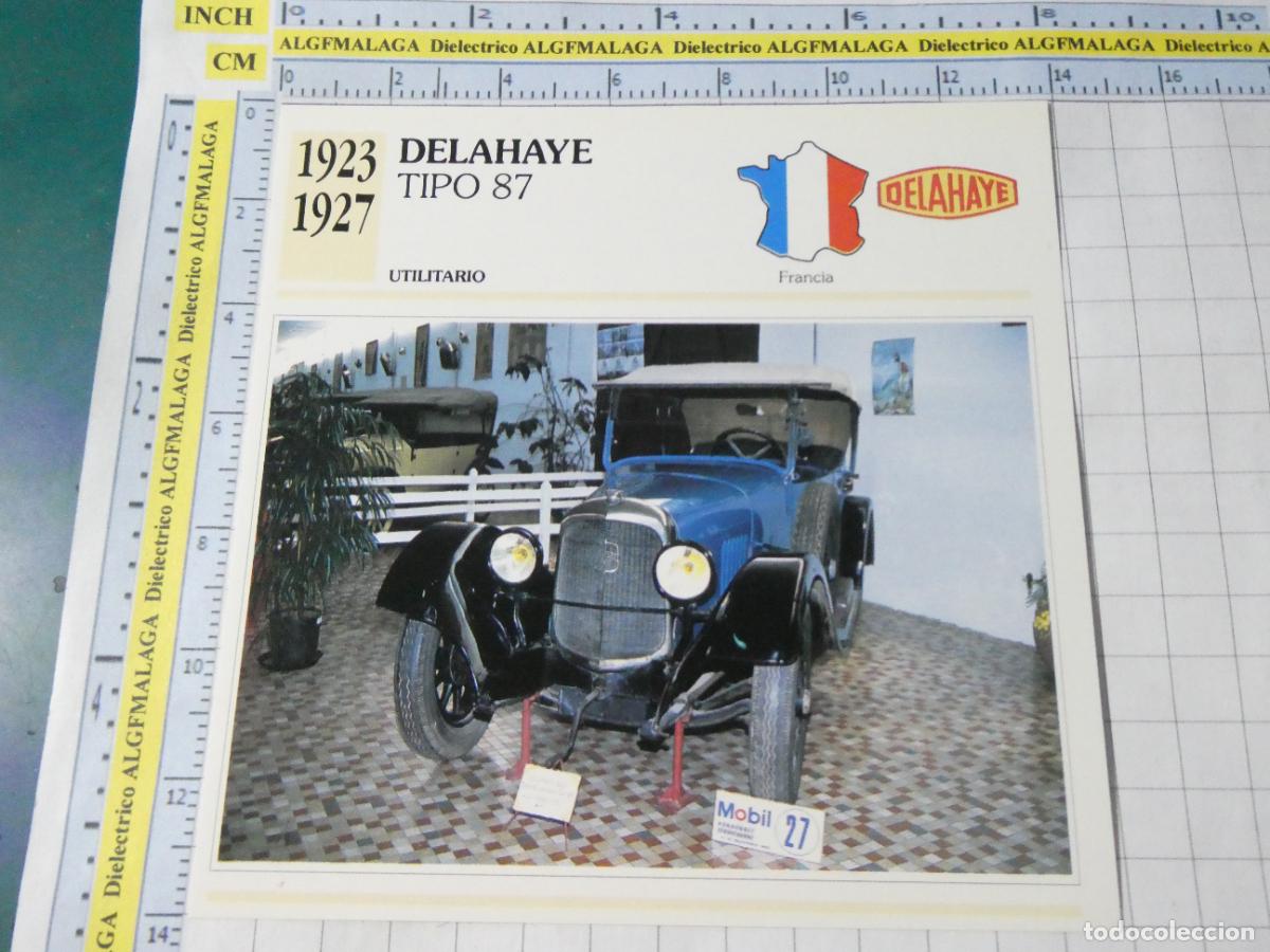 Coches y motocicletas: TARJETA FICHA T&Eacute;CNICA COCHES COLECCI&Oacute;N PLANETA AGOSTINI FRANCIA 1923 DELAHAYE TIPO 87 1559