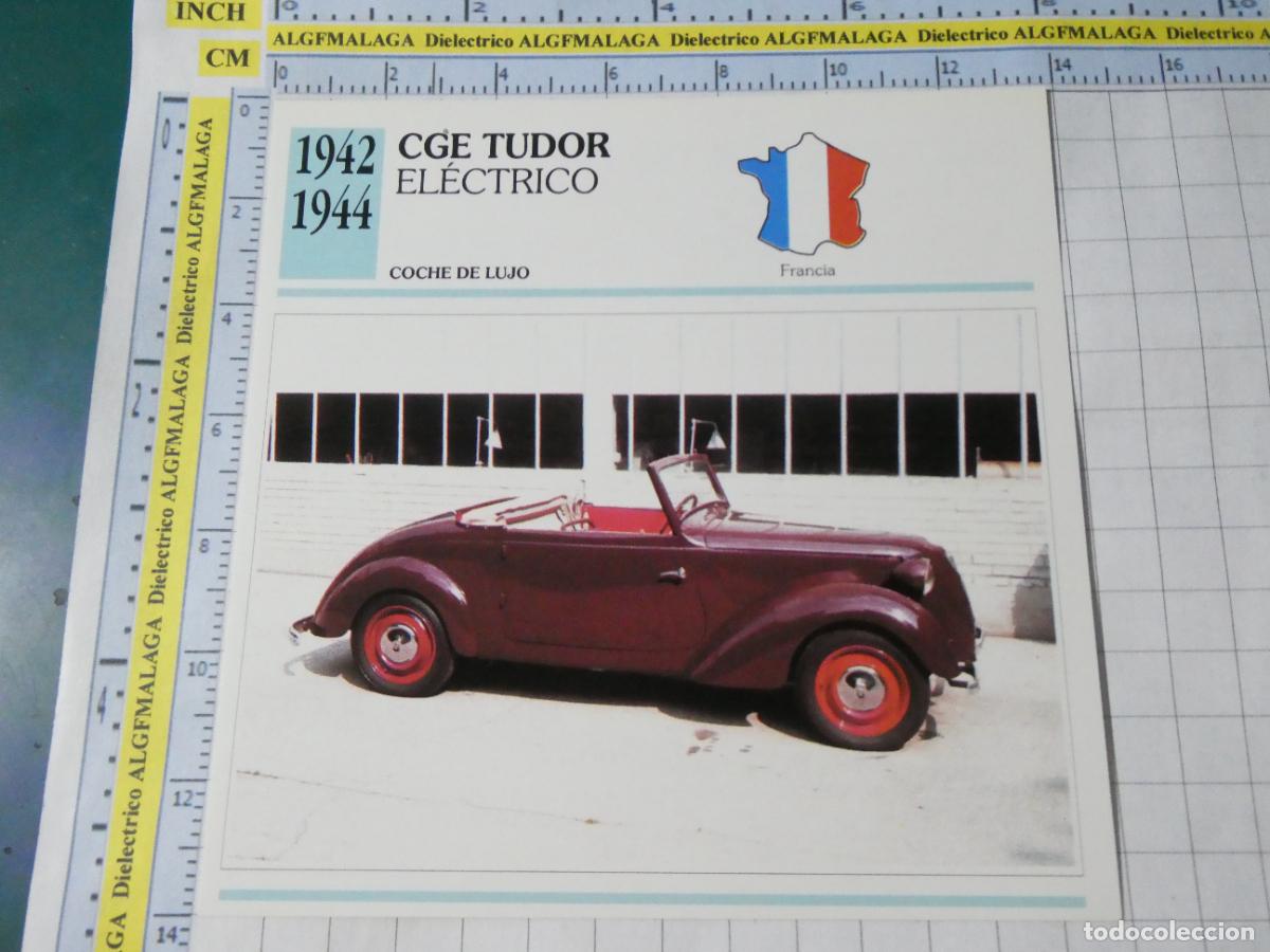 Coches y motocicletas: TARJETA FICHA T&Eacute;CNICA COCHES COLECCI&Oacute;N PLANETA AGOSTINI FRANCIA 1942 CGE TUDOR ELECTRICO 1560