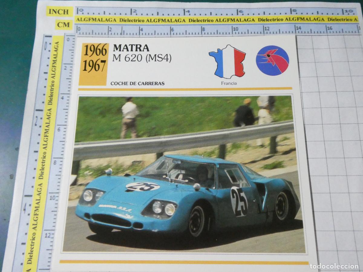 Coches y motocicletas: TARJETA FICHA T&Eacute;CNICA COCHES COLECCI&Oacute;N PLANETA AGOSTINI FRANCIA 1966 MATRA M620 1563