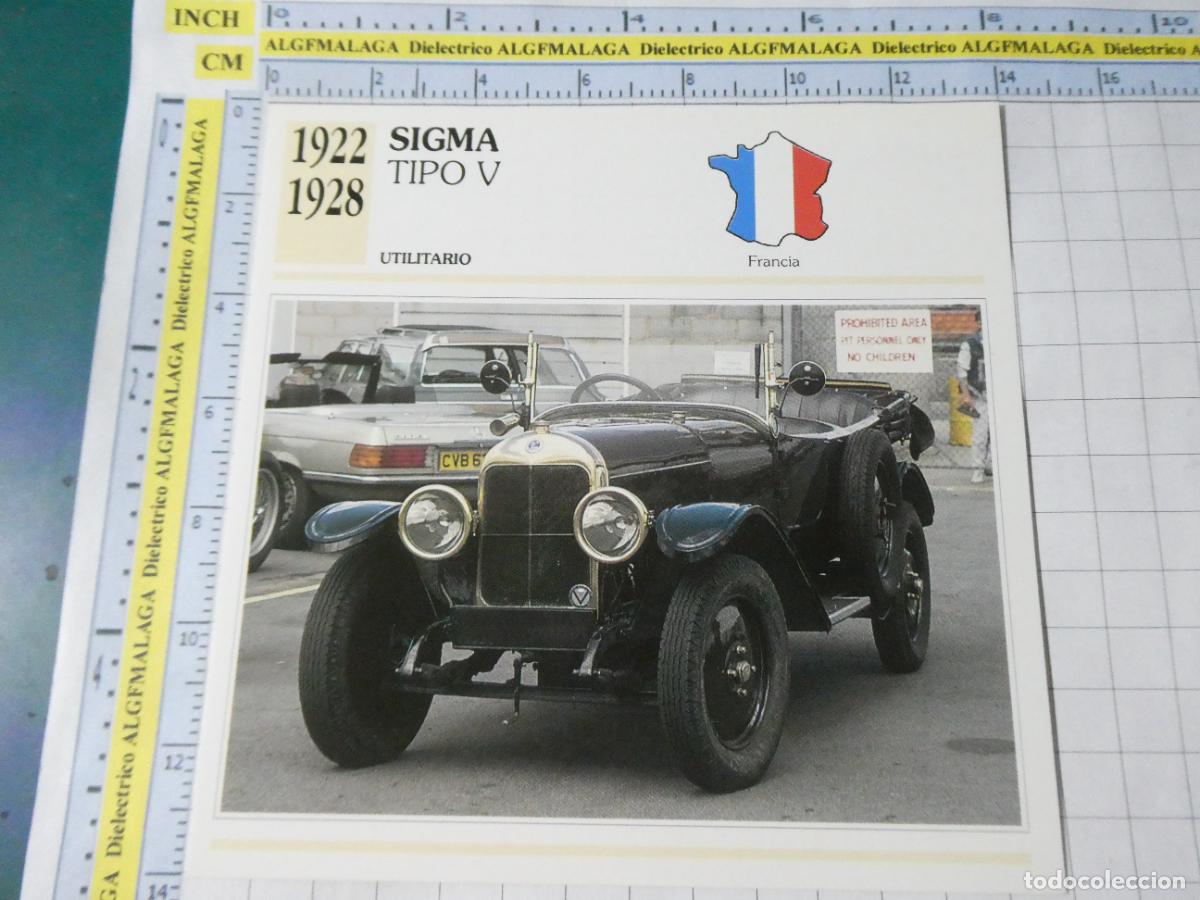 Coches y motocicletas: TARJETA FICHA T&Eacute;CNICA COCHES COLECCI&Oacute;N PLANETA AGOSTINI FRANCIA 1922 SIGMA TIPO V 1564