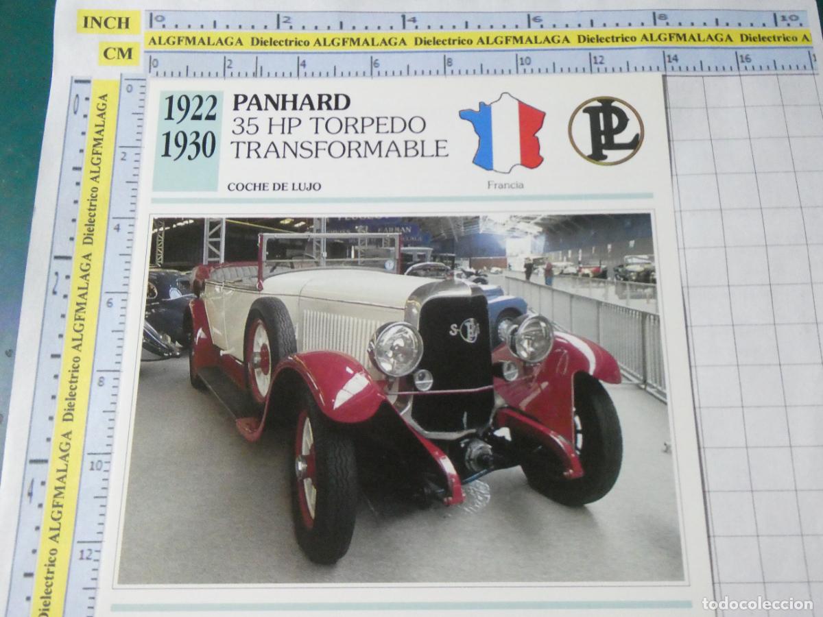 Coches y motocicletas: TARJETA FICHA T&Eacute;CNICA COCHES COLECCI&Oacute;N PLANETA AGOSTINI FRANCIA 1922 PANHARD 35HP 1565