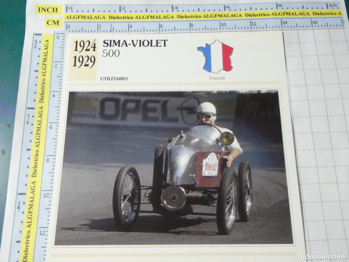 Coches y motocicletas: TARJETA FICHA T&Eacute;CNICA COCHES COLECCI&Oacute;N PLANETA AGOSTINI FRANCIA 1924 SIMA VIOLET 500. 1571