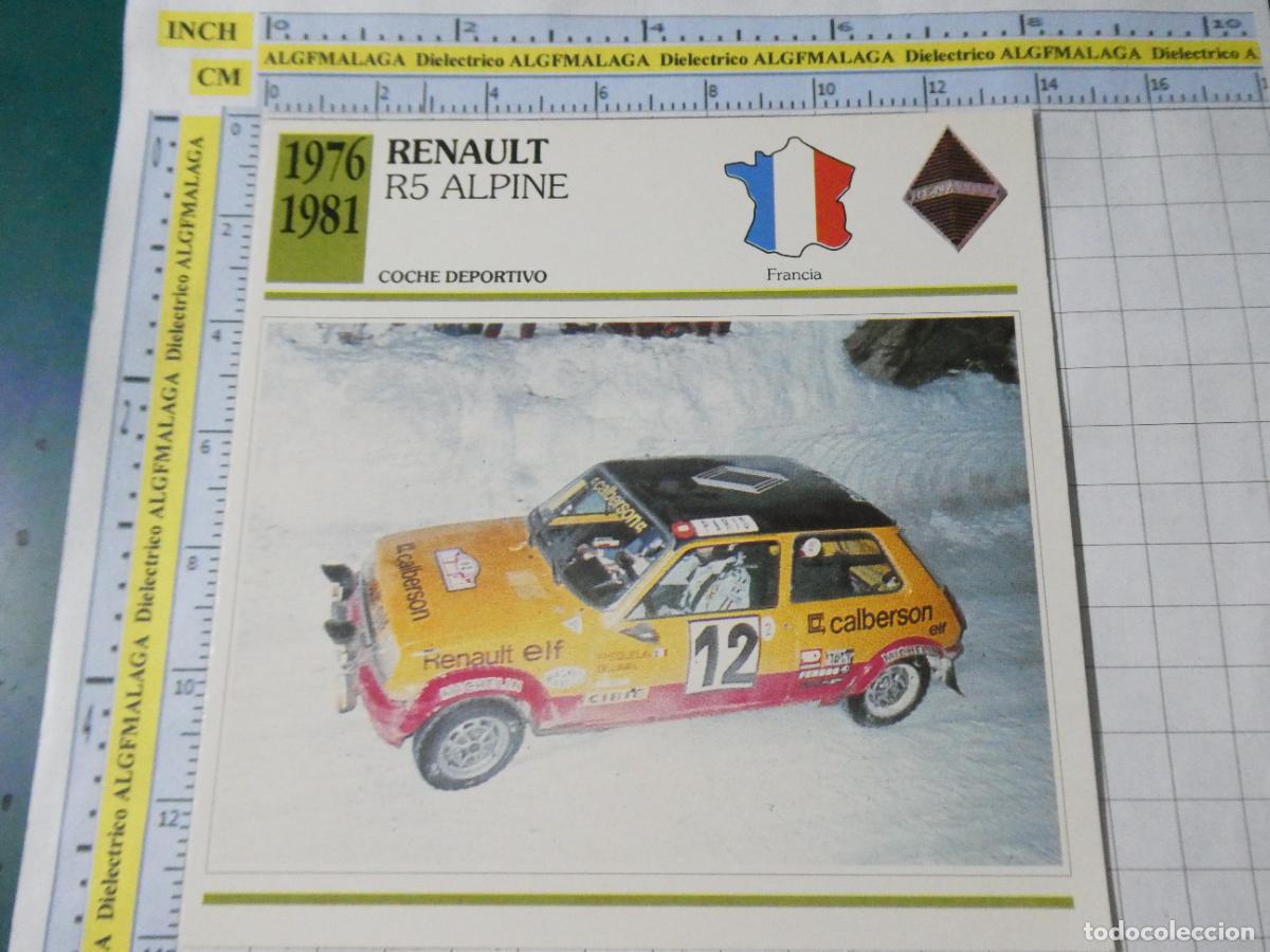 Coches y motocicletas: TARJETA FICHA T&Eacute;CNICA COCHES COLECCI&Oacute;N PLANETA AGOSTINI FRANCIA 1976 RENAULT R5 ALPINE. 1572