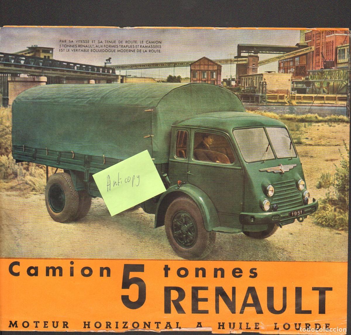 Coches y motocicletas: Renault Camion 5 tonnes modelo R4220 1950-1956 folleto 6 p&aacute;ginas franc&eacute;s