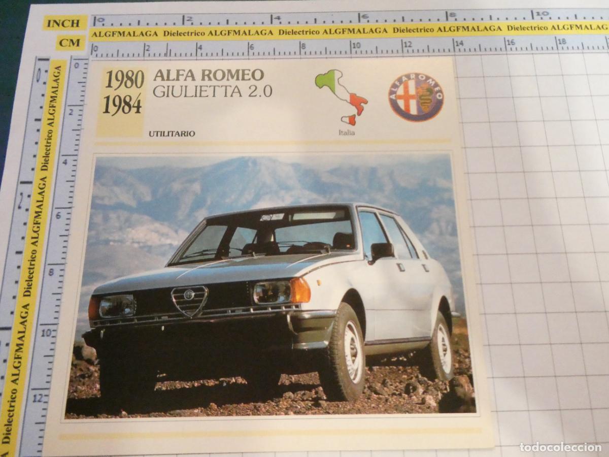 Coches y motocicletas: TARJETA FICHA T&Eacute;CNICA COCHES COLECCI&Oacute;N PLANETA AGOSTINI ITALIA 1980 ALFA ROMEO GIULIETTA 2 1579