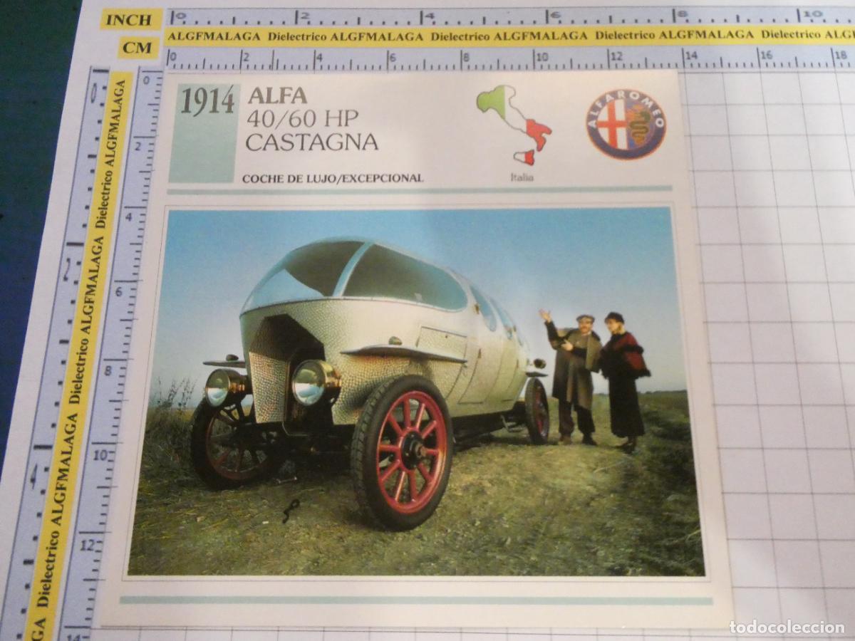 Coches y motocicletas: TARJETA FICHA T&Eacute;CNICA COCHES COLECCI&Oacute;N PLANETA AGOSTINI ITALIA 1914 ALFA HP CASTAGNA 1583