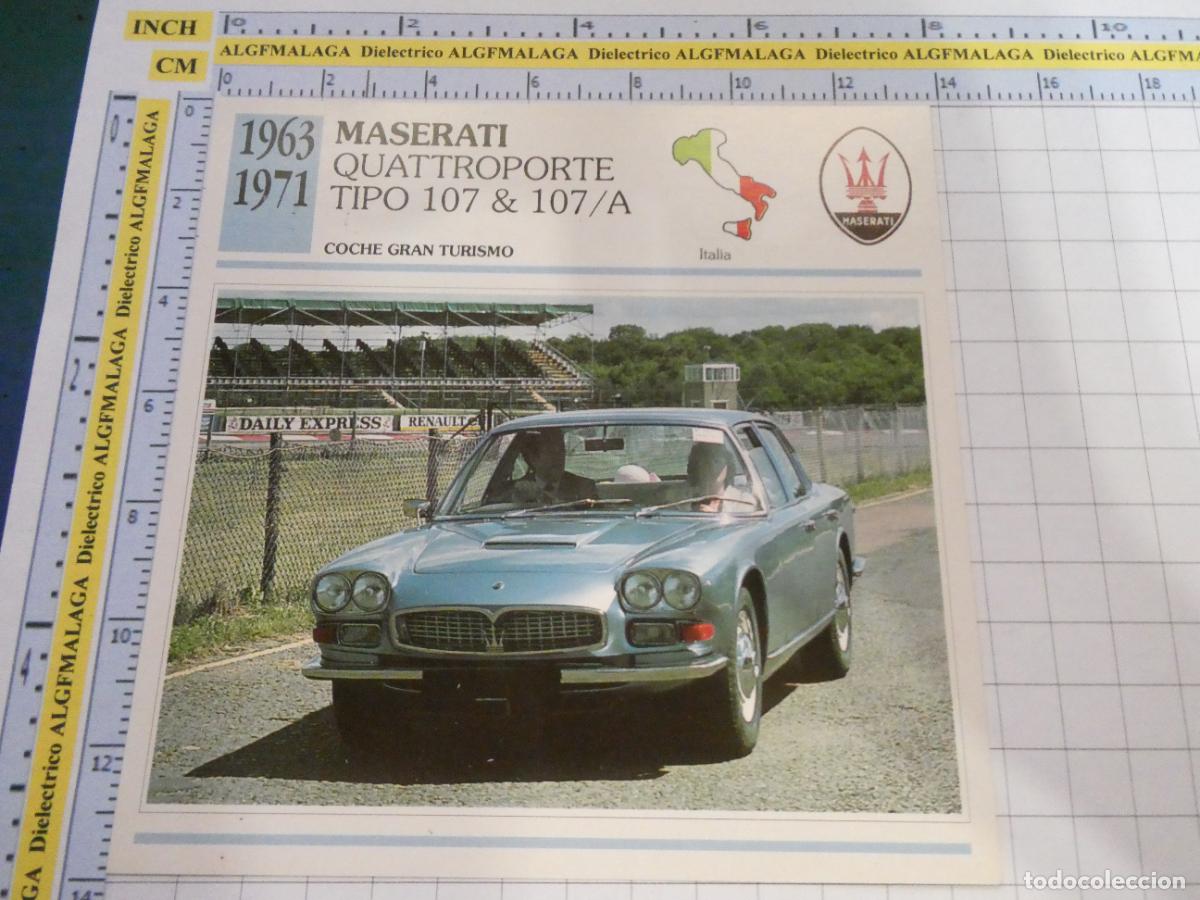 Coches y motocicletas: TARJETA FICHA T&Eacute;CNICA COCHES COLECCI&Oacute;N PLANETA AGOSTINI ITALIA 1963MASERATI QUATTROPORTE 107 1585