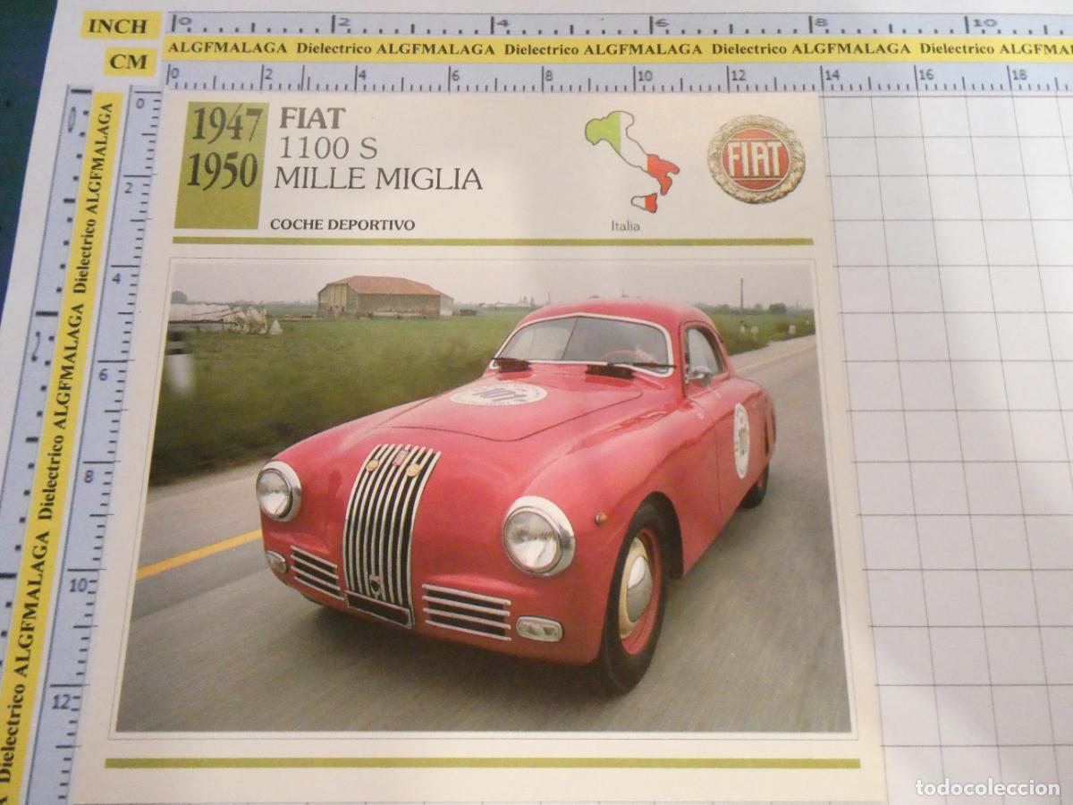 Coches y motocicletas: TARJETA FICHA T&Eacute;CNICA COCHES COLECCI&Oacute;N PLANETA AGOSTINI ITALIA 1947 FIAT 1100 S MILLE MIGLIA 1586