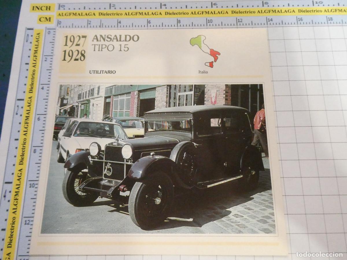 Coches y motocicletas: TARJETA FICHA T&Eacute;CNICA COCHES COLECCI&Oacute;N PLANETA AGOSTINI ITALIA 1927 ANSALDO TIPO 15 1587