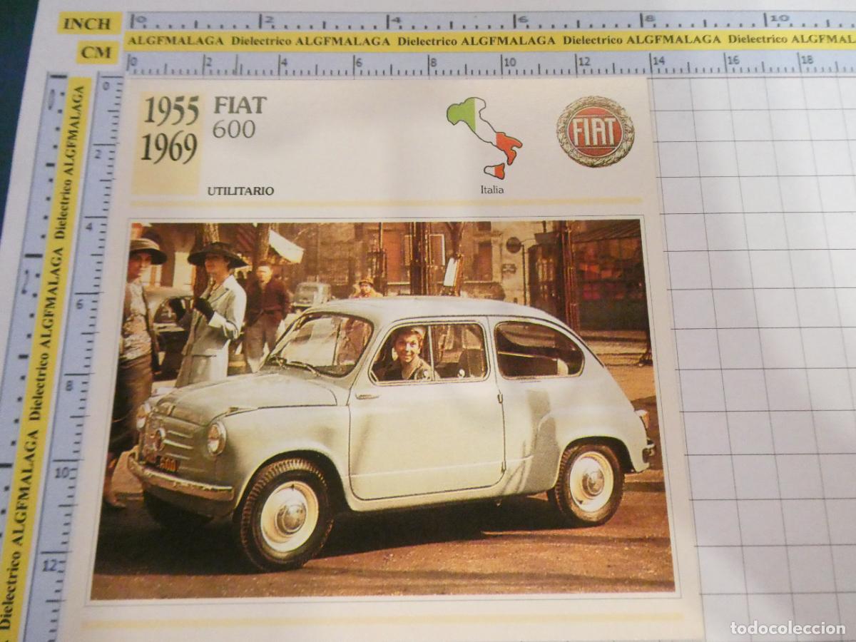 Coches y motocicletas: TARJETA FICHA T&Eacute;CNICA COCHES COLECCI&Oacute;N PLANETA AGOSTINI ITALIA 1955. FIAT 600. 1589