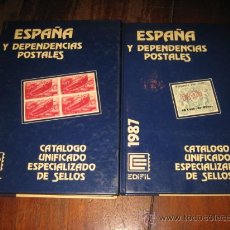 Catálogos y Libros de Monedas: ESPAÑA Y DEPENDENCIAS POSTALES 1987 TOMO I Y II 