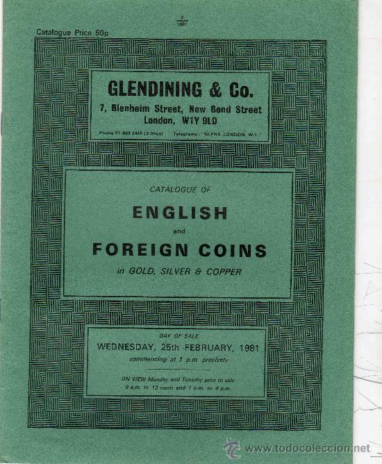 Cat&aacute;logos y libros de monedas: CATALOGO DE MONEDAS INGLESAS Y EXTRANJERAS GLENDINING&acute;S. A&Ntilde;O 1981. - Foto 1