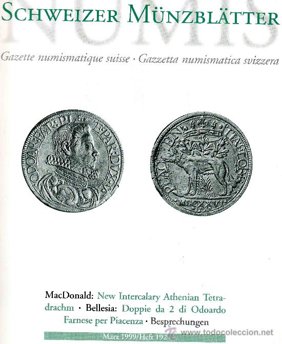 Cat&aacute;logos y libros de monedas: GACETA NUMISMATICA SUIZA SCHWEIZER M&Uuml;NZBL&Auml;TTER. A&Ntilde;O 1992. - Foto 1