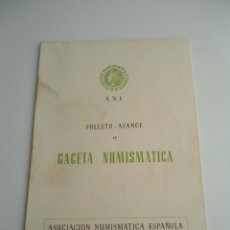 Catálogos y Libros de Monedas: GACETA NUMISMATICA - ANE - FOLLETO-AVANCE 1967 - ASOCIACION NUMISMATICA ESPAÑOLA (A.N.E.). Lote 54698279
