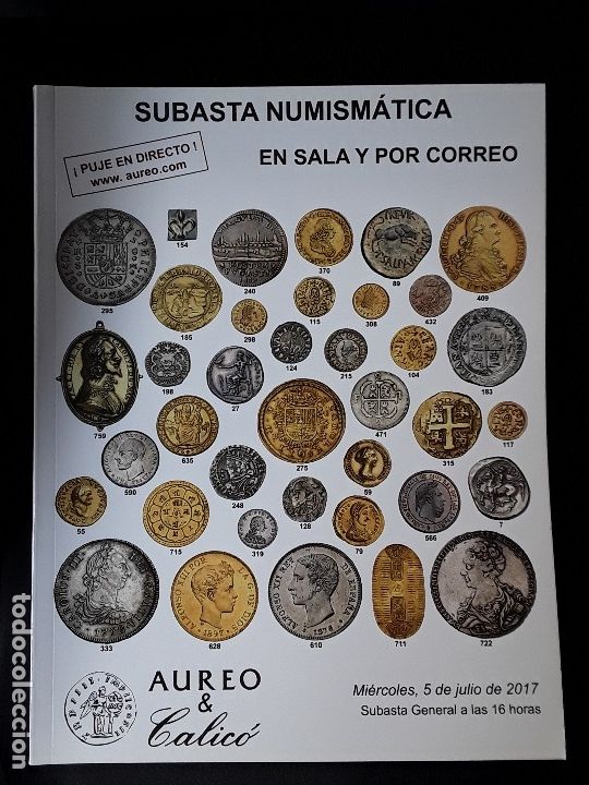 Cat&aacute;logos y libros de monedas: CATALOGO SUBASTA AUREO. JULIO 2017 - Foto 1