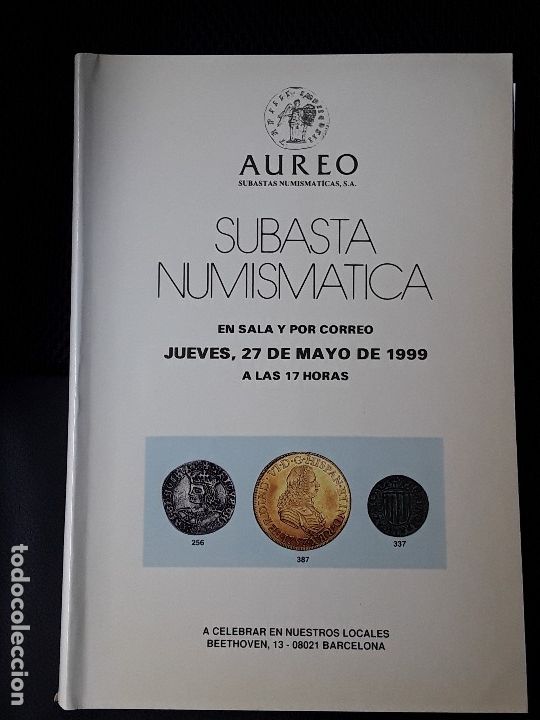 Cat&aacute;logos y libros de monedas: CATALOGO SUBASTA AUREO. MAYO 1999 - Foto 1