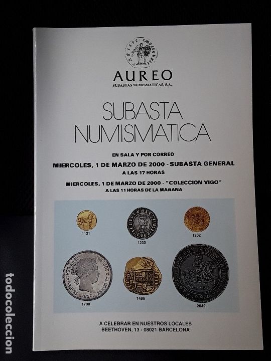 Cat&aacute;logos y libros de monedas: CATALOGO SUBASTA AUREO. MARZO 2000 - Foto 1