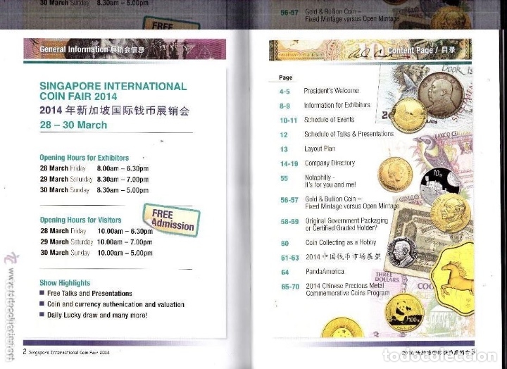 Cat&aacute;logos y libros de monedas: Catalogo Convencion Numismatica Singapur 2014 - Foto 2