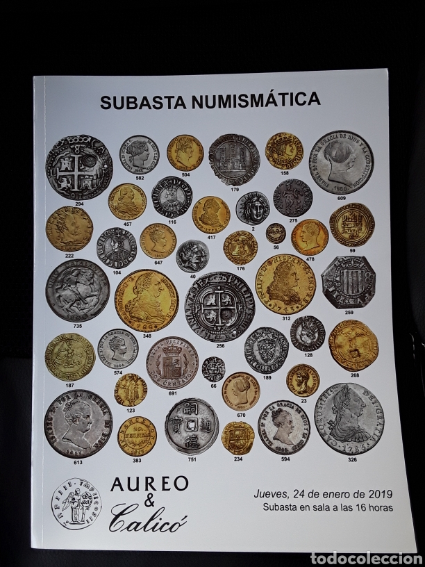 Cat&aacute;logos y libros de monedas: CAT&Aacute;LOGO SUBASTA AUREO. ENERO 2019 - Foto 1