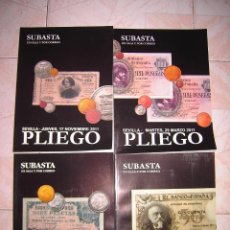 Catálogos y Libros de Monedas: LOTE DE CUATRO CATALOGOS DE SUBASTAS PLIEGO.. Lote 315130093