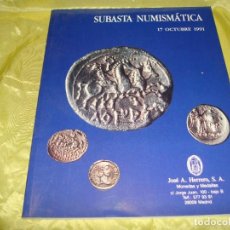 Catálogos y Libros de Monedas: SUBASTA NUMISMATICA. 17 OCTUBRE 1991. JOSE A. HERRERO S.A. MADRID