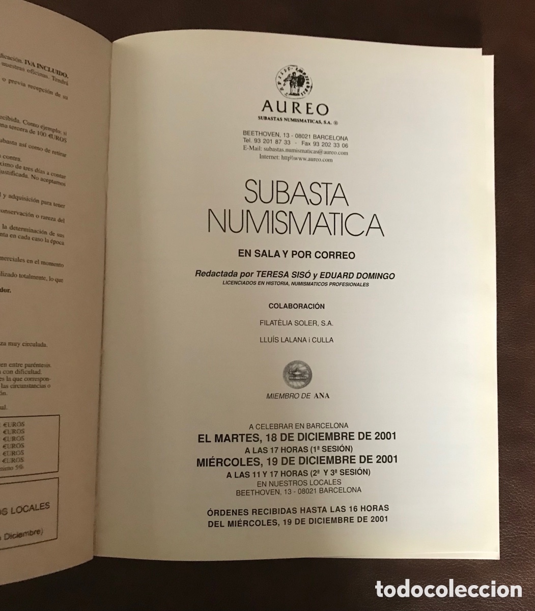 Cat&aacute;logos y libros de monedas: Subasta numismatica. Aureo. Lote de 3. 2001. - Foto 6