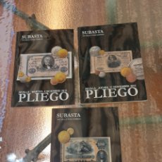 Catálogos y Libros de Monedas: CATALOGO SUBASTA NUMISMATICA LOTE DE TRES CATALOGOS DE SUBASTA DE MONEDAS,MEDALLAS Y BILLETES