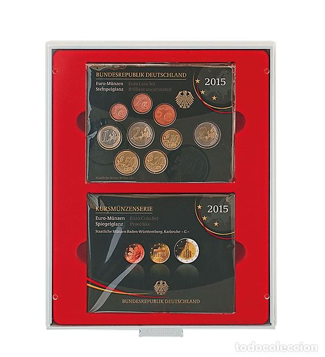Cat&aacute;logos y libros de monedas: Lindner 2803 Bandeja doble 152 x 123 mm 2 monedas compartimentos rectangular - Foto 1