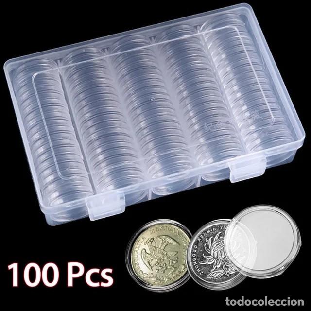 Cat&aacute;logos y libros de monedas: CAJA 100 CAPSULAS MONEDAS 30 MM - Foto 1