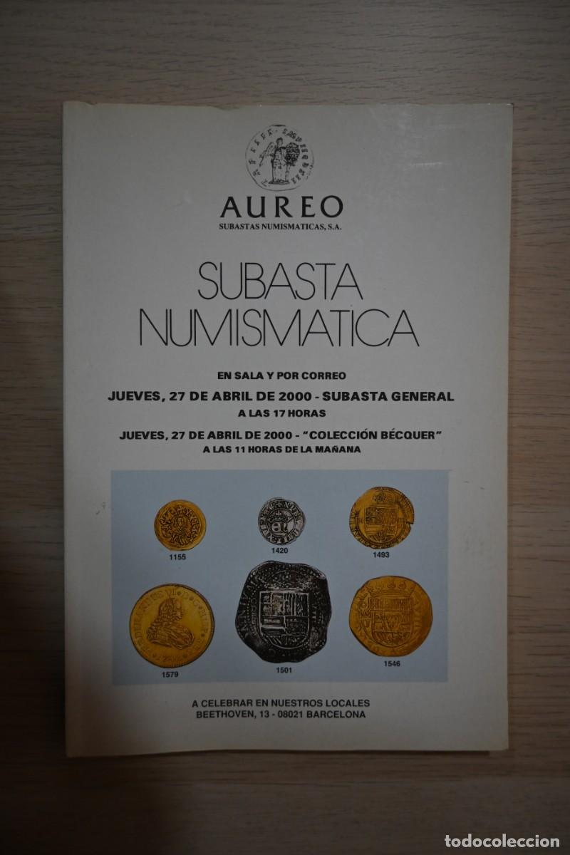 Cat&aacute;logos y libros de monedas: CATALOGO DE SUBASTA NUMISMATICA - AUREO - 27 DE ABRIL DE 2000 - Foto 1
