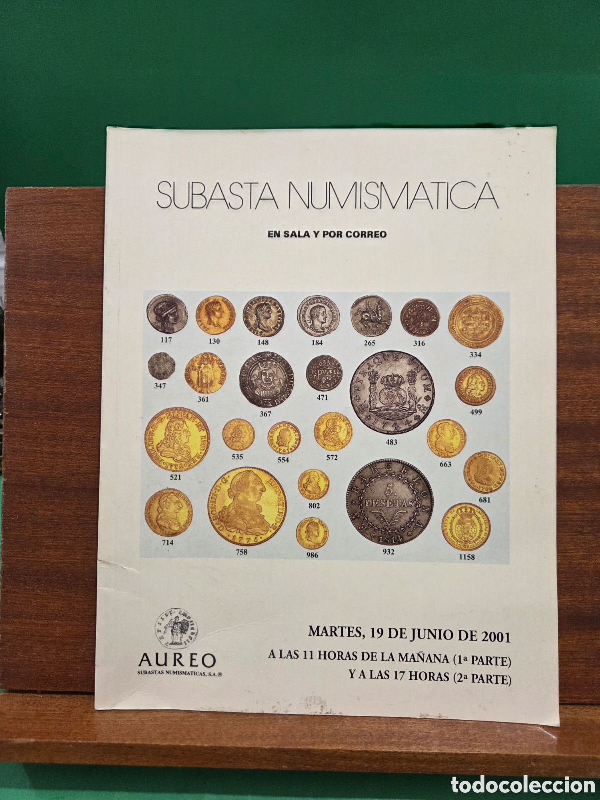 Cat&aacute;logos y libros de monedas: &rdquo;&rdquo;SUBASTA NUMISMATICA&rdquo;&rdquo;...AUREO...2001.... CAT&Aacute;LOGO.. - Foto 1