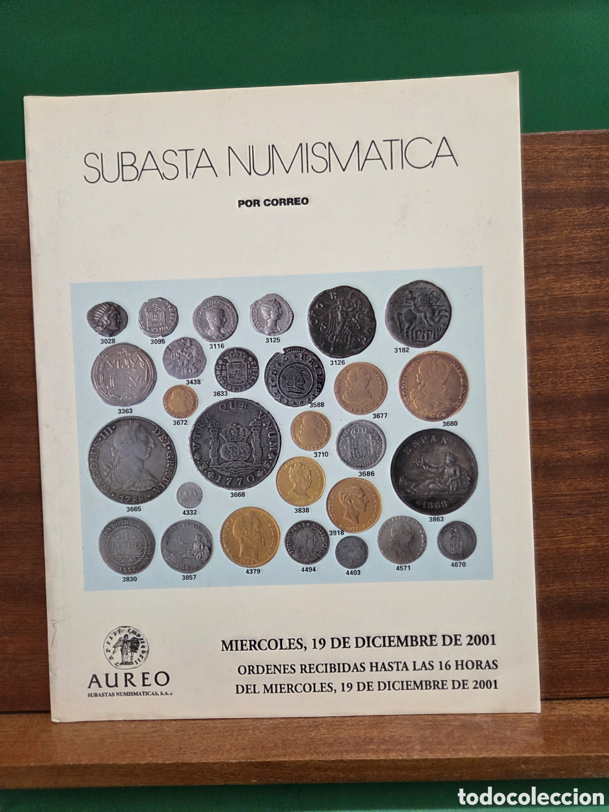 Cat&aacute;logos y libros de monedas: &rdquo;&rdquo;SUBASTA NUMISMATICA&rdquo;&rdquo;...AUREO...2001...CAT&Aacute;LOGO... - Foto 1