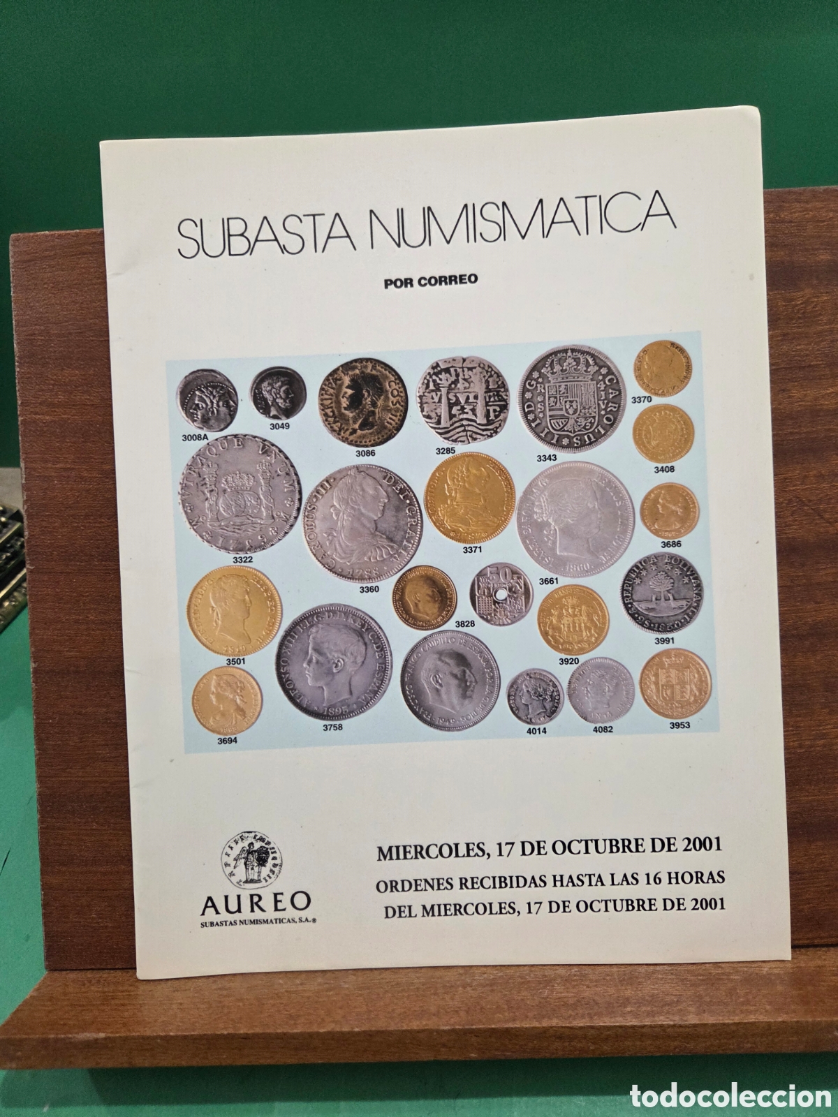 Cat&aacute;logos y libros de monedas: &rdquo;&rdquo;SUBASTA NUMISMATICA&rdquo;&rdquo;....AUREO...2001...CAT&Aacute;LOGO... - Foto 1