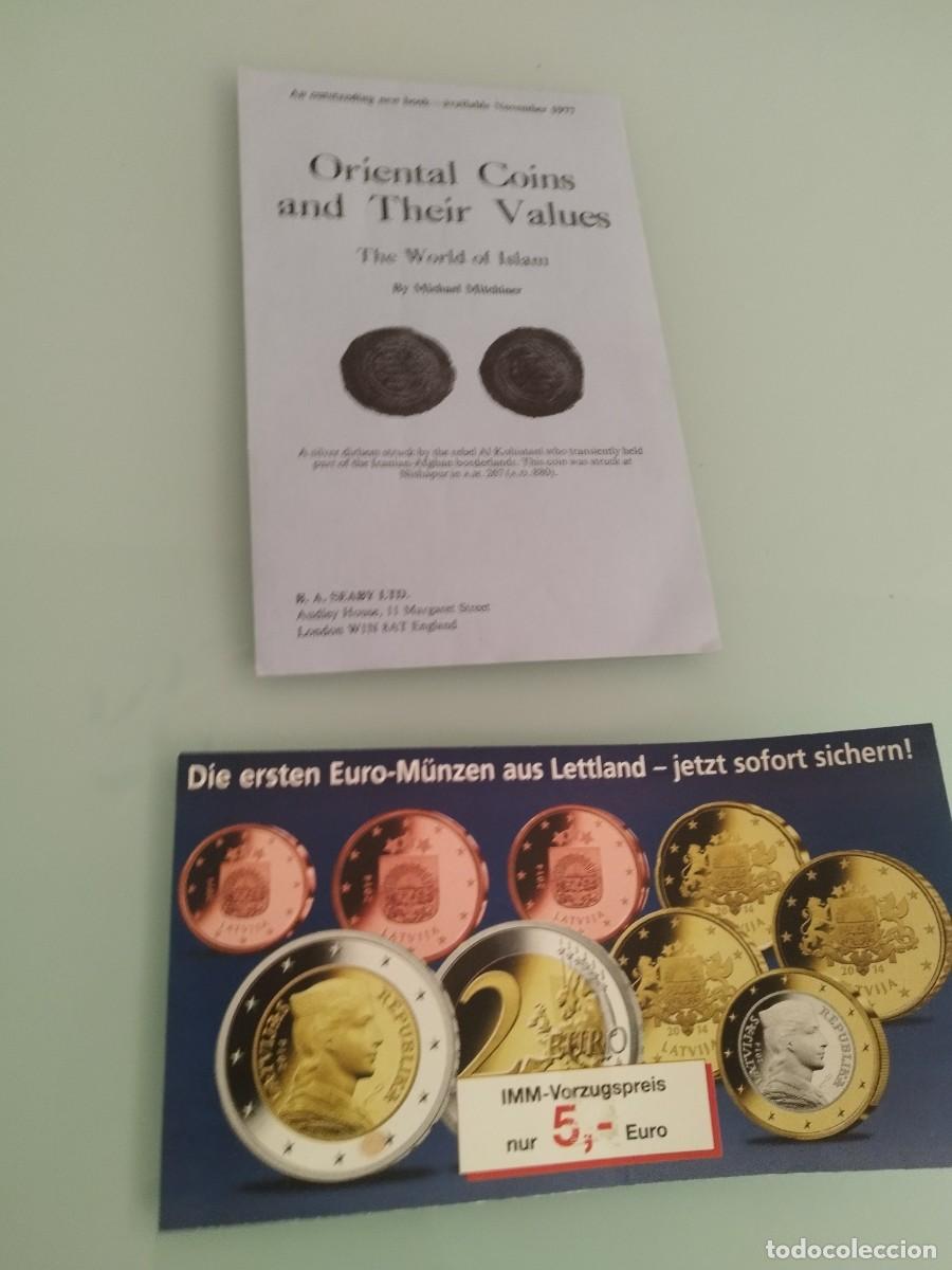 Cataloghi e Libri di Monete: Folleto publicitario, cat&aacute;logo monedas Letonia 2014. Monedas orientales y su valor El mundo islam.