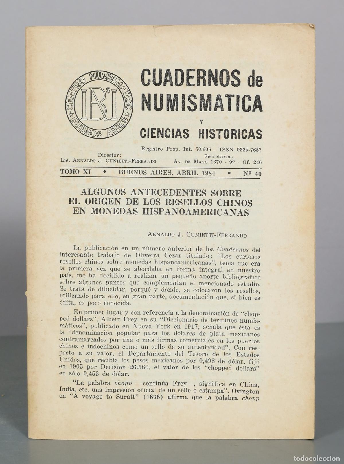 Cat&aacute;logos y libros de monedas: Cuadernos de Numismatica y Ciencias Historicas - Algunos antecedentes sobre el origen de los
