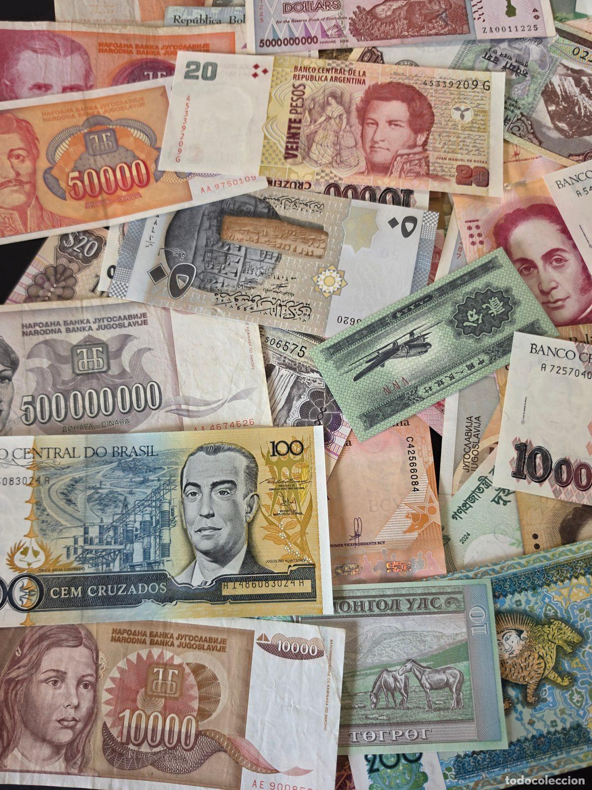 Cat&aacute;logos y libros de monedas: Lote de 100 billetes del mundo