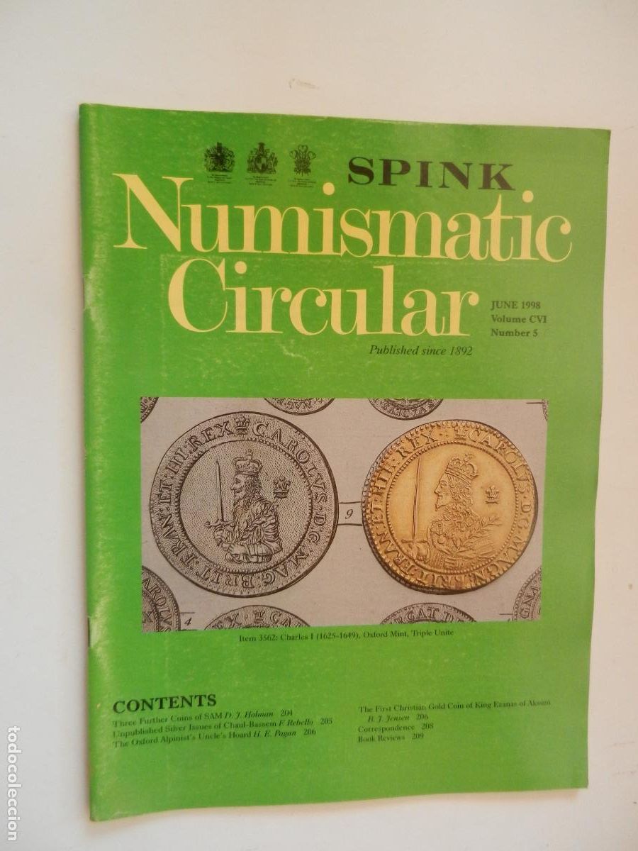 Cat&aacute;logos y libros de monedas: SPINK NUMISMATIC CIRCULAR -JUNE 1998- NUMBER 5 - VOLUME CVI - NUMISMATICA